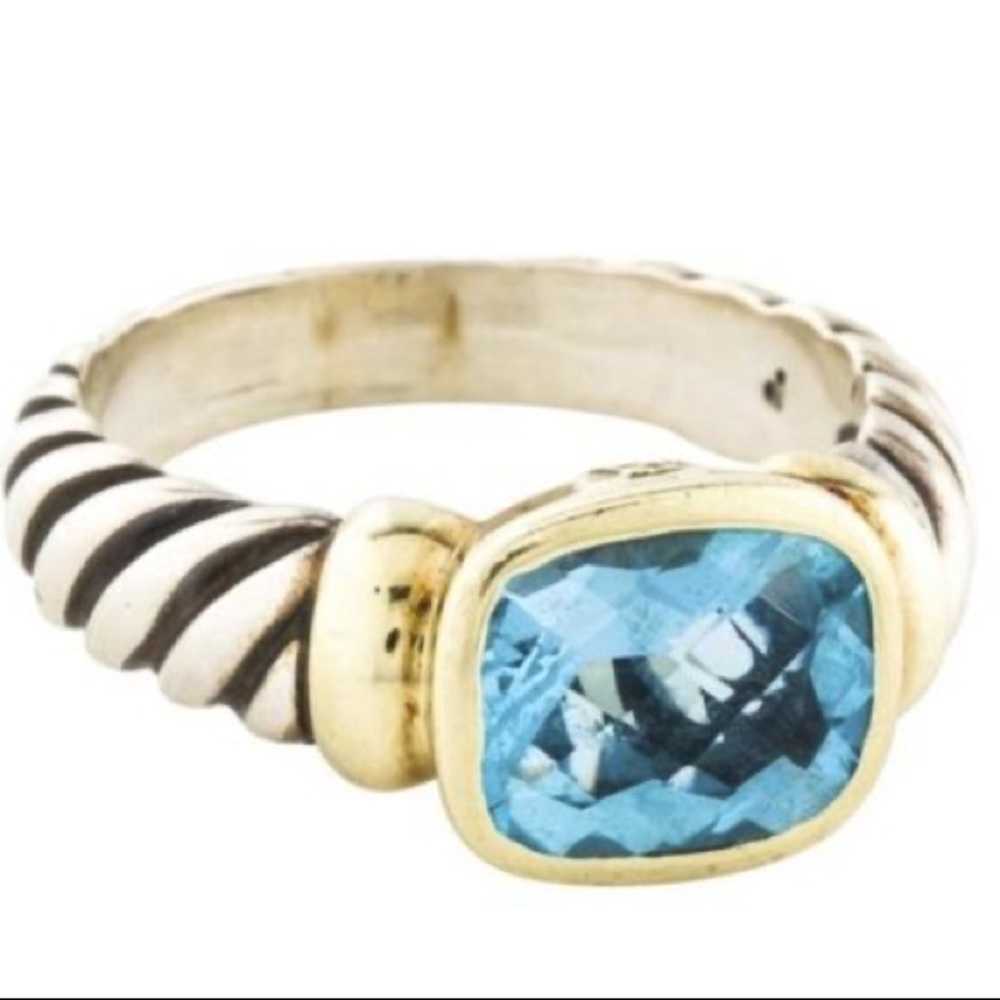 David Yurman Blue Topaz Noblesse Ring (size 8.5)